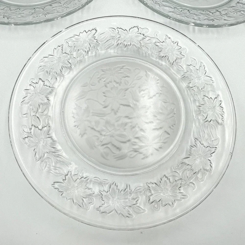 Vintage 1980s Princess House Fantasia Dinner Plates Set Of 3 Frosted Floral 10